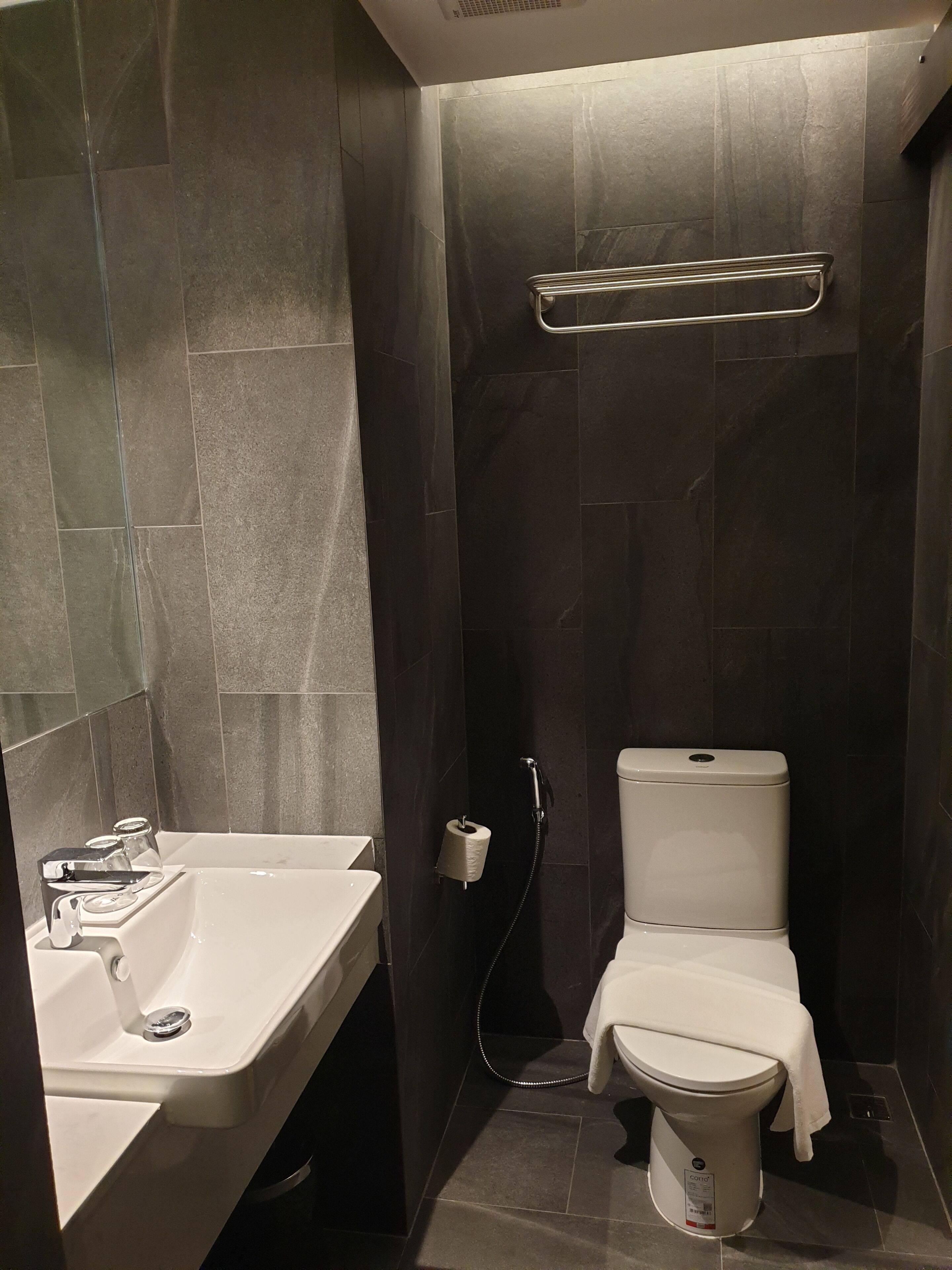 family room | bathroom | shower, free toiletries, hair dryer, towels