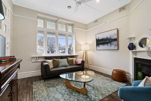 TV, fireplace, offices
