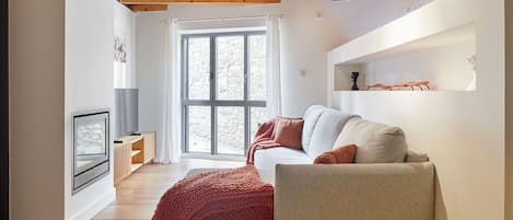 Fernseher, Kamin, DVD-Player