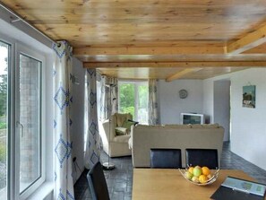 TV, books, video library, stereo