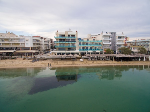 Private beach nearby, beach umbrellas, beach bar