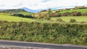 A rural landscape with rolling hills, a stone wall, and a road. - The Blue Annex (Tralee)