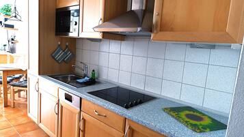 Fridge, microwave, dishwasher, coffee/tea maker