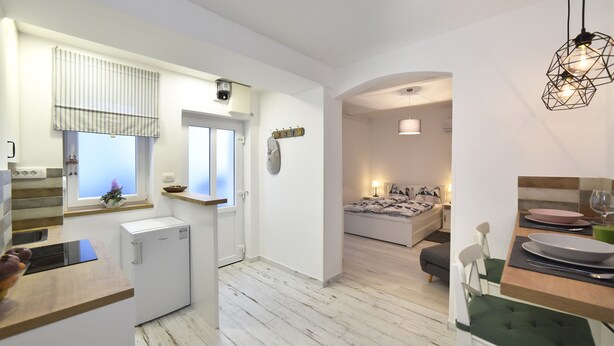 Apartment, 1 Bedroom | Private kitchen | Coffee/tea maker, fridge, stovetop, dishwasher - Petit Main Square Apartment (Zagreb)