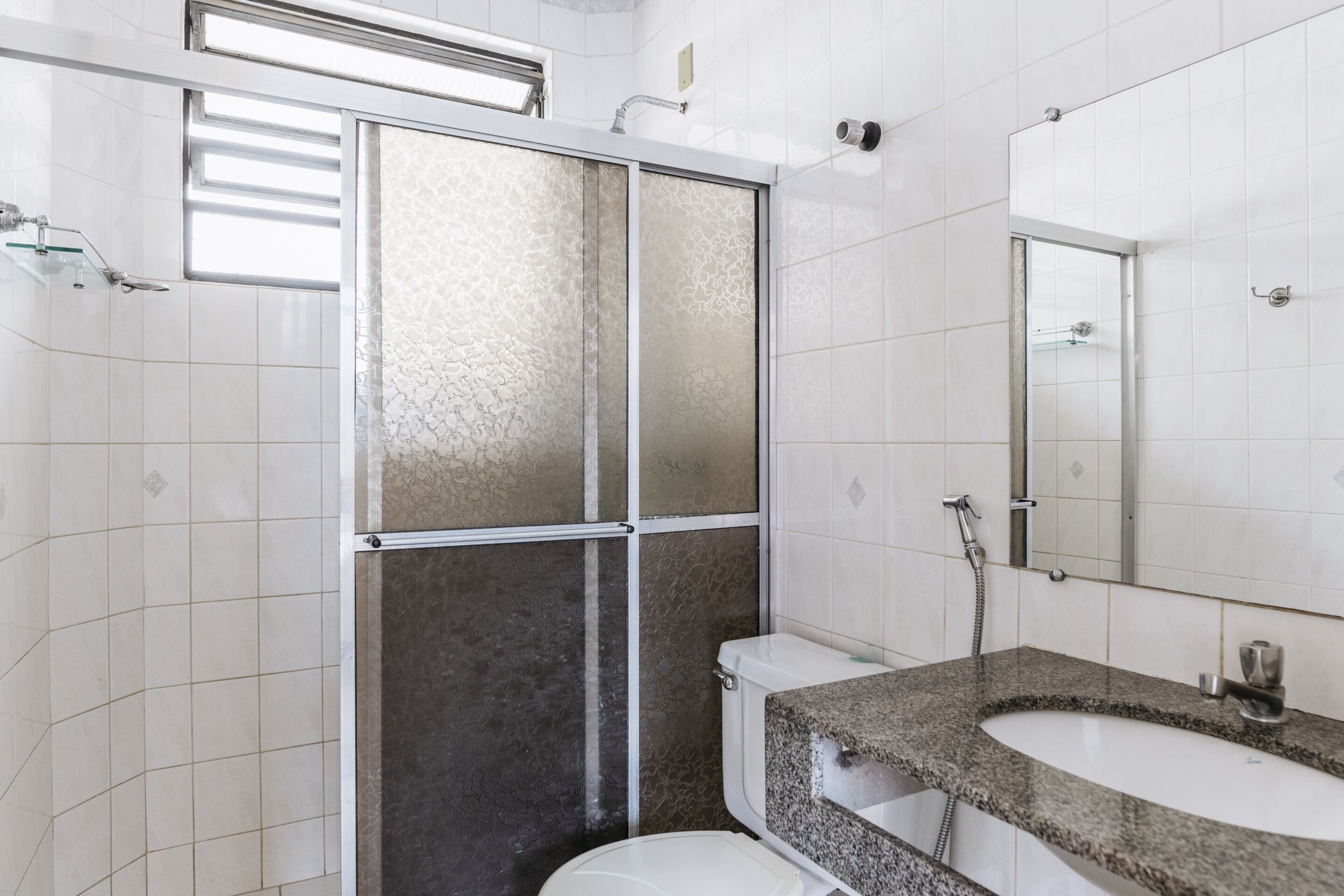 Shower, towels, soap, shampoo