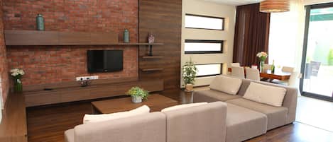 Televisión y chimenea