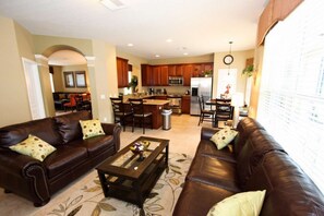 House | Living room | TV, DVD player - Stunning 6 Bedroom 4 Bath Villa With Private South Facing Pool (Kissimmee)
