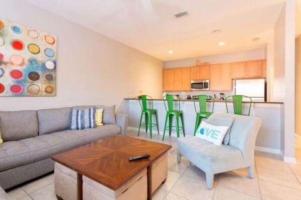 Flat-screen TV, DVD player