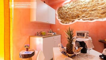 Fridge, oven, stovetop, electric kettle
