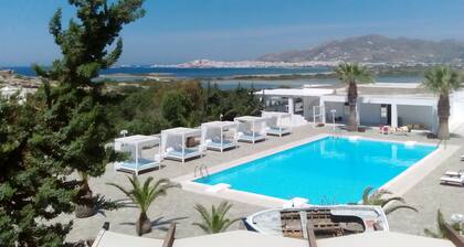 Suite décloisonnée avec vue sur le jardin, piscine privée, douche extérieure, petit-déjeuner