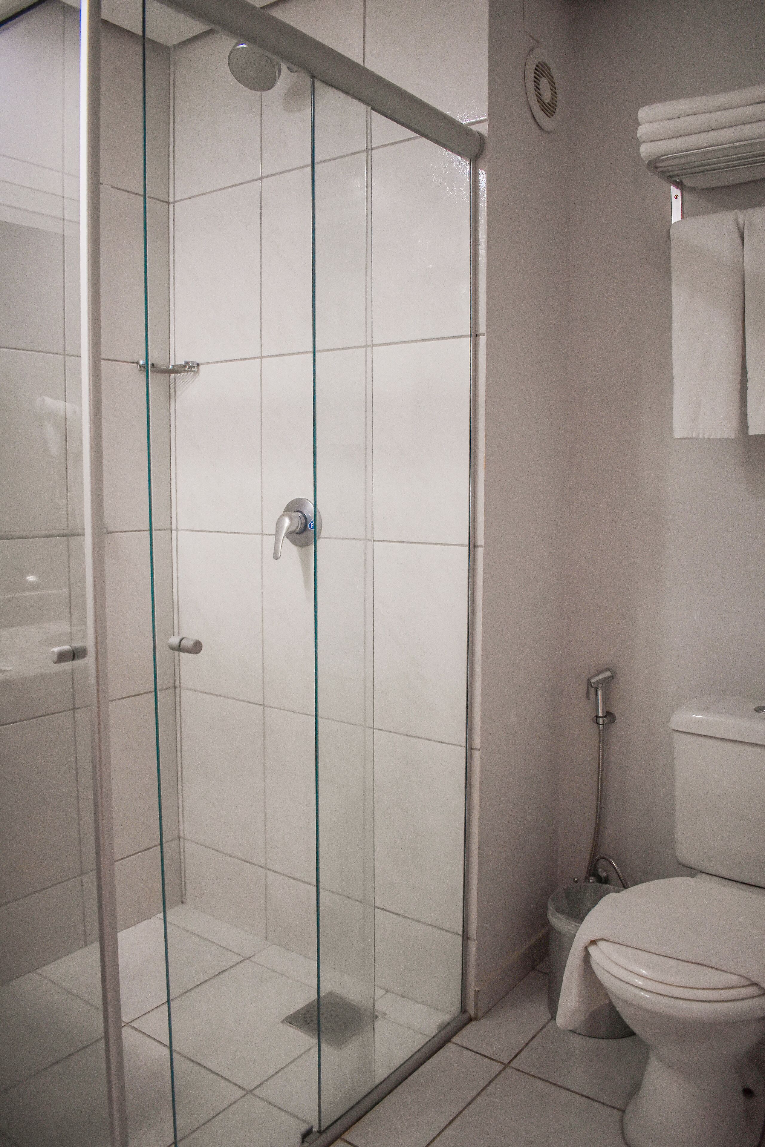 deluxe room | bathroom | shower, free toiletries, bidet, towels