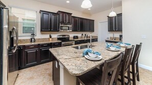 Fridge, microwave, oven, dishwasher