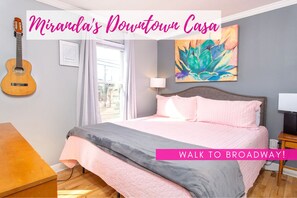 1 bedroom, desk, iron/ironing board, travel crib