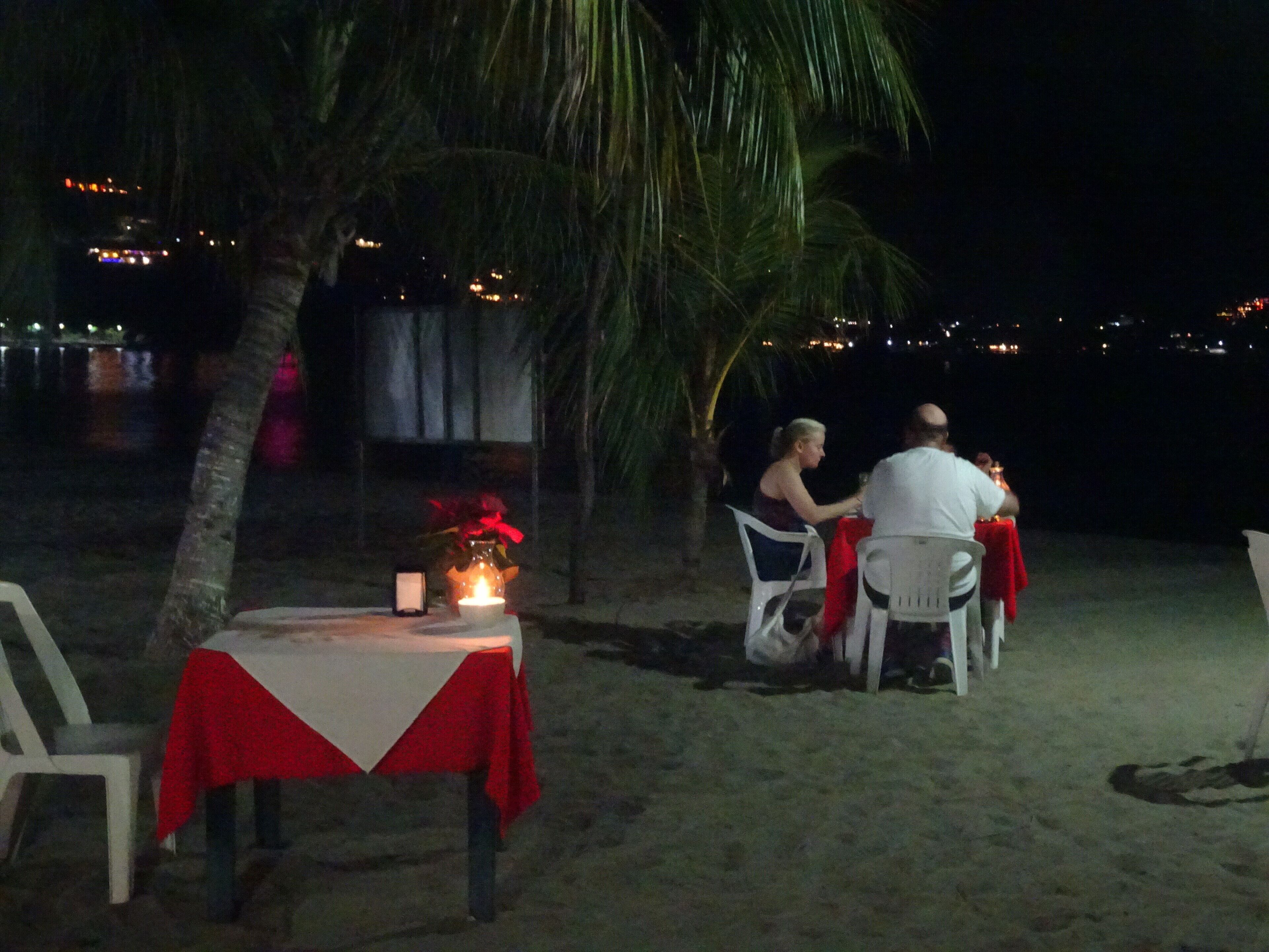 Romantic dining on the beach