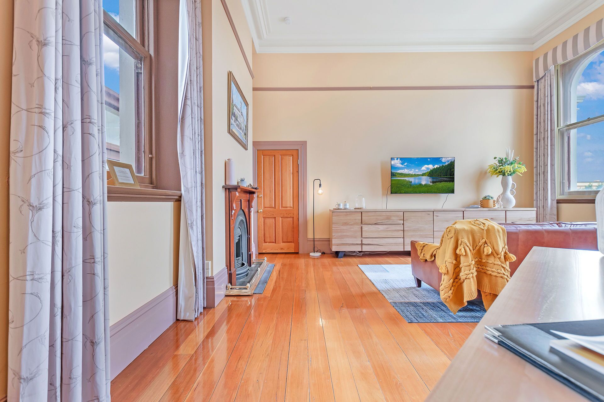 exchange suite | living area | 55-inch smart tv with digital channels, tv