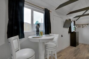 Dining - The Black and White Bungalow is a freshly remodeled modern yet rustic studio. (Yuba City)