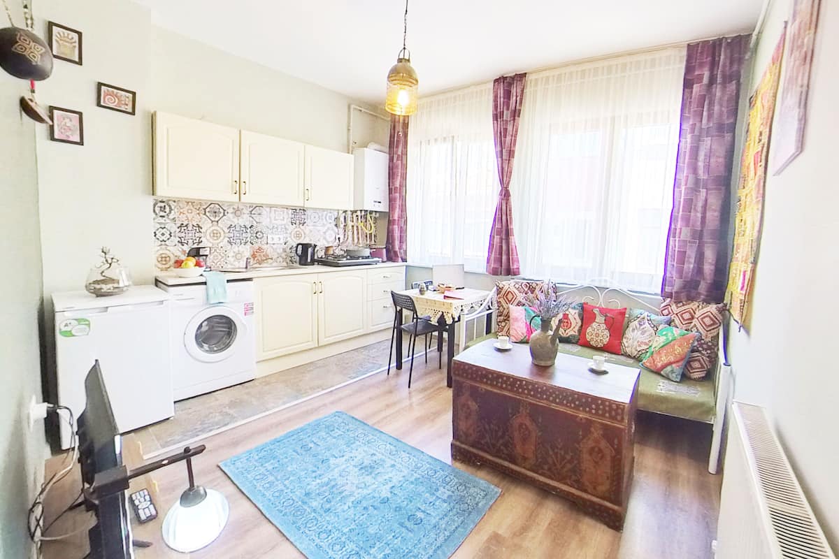 Traditioneel appartement, 1 slaapkamer, keuken | Woonkamer | Een lcd-televisie