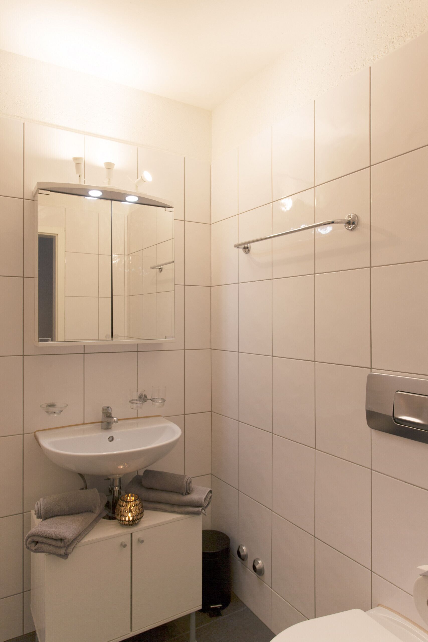 Appartement, 2 chambres, cuisine, en bord de lac | Salle de bain | Sèche-cheveux, serviettes fournies, savon