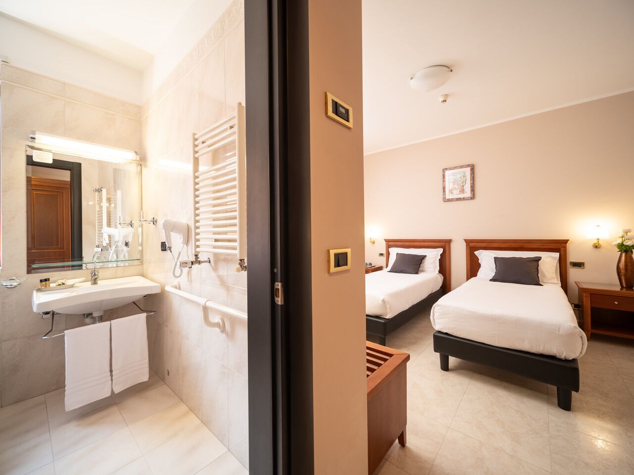 superior twin room | bathroom | shower, rainfall showerhead, free toiletries, hair dryer