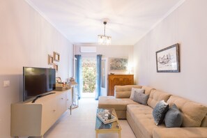 Apartment, 1 Bedroom | Living area | LCD TV - Stylish comfy apartment in Corfu city By Konnect (Corfu)