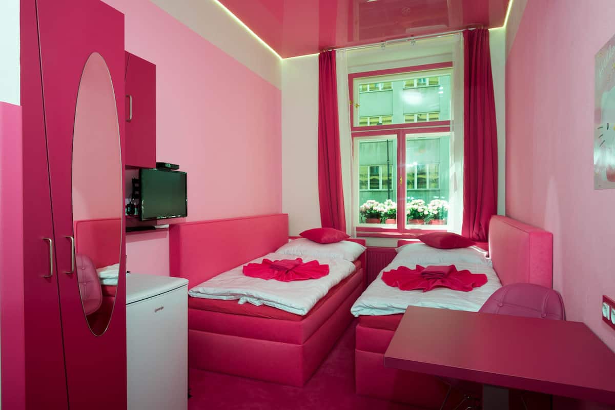 Premium bedding, individually decorated, desk, laptop workspace