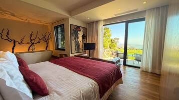 Quarto casal luxo, terraço, vista para o mar (Pinot Noir) | Roupas de cama de algodão egípcio, roupas de cama premium