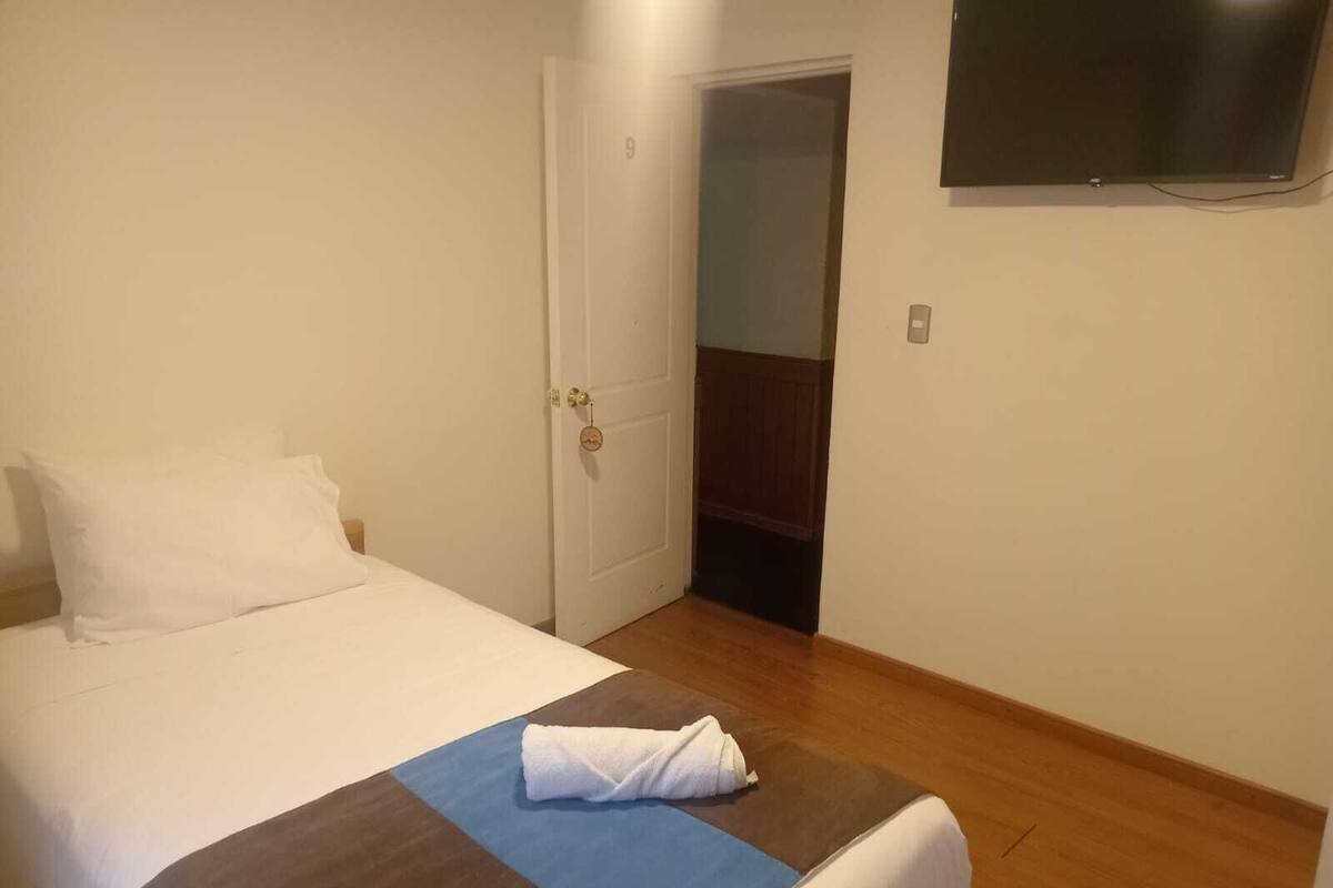 Habitación individual económica | Cortinas opacas y ropa de cama