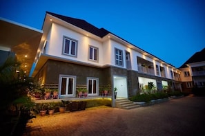 Front of property - evening/night - Patemax Luxury Apartments (Abuja)