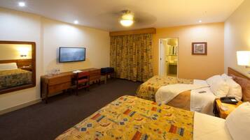 Desk, free WiFi, bed sheets