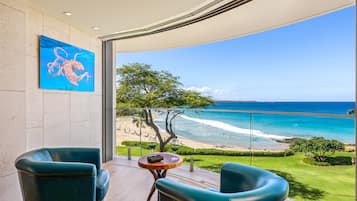 Studio Deluxe, balcon, vue sur la plage | Terrasse/patio