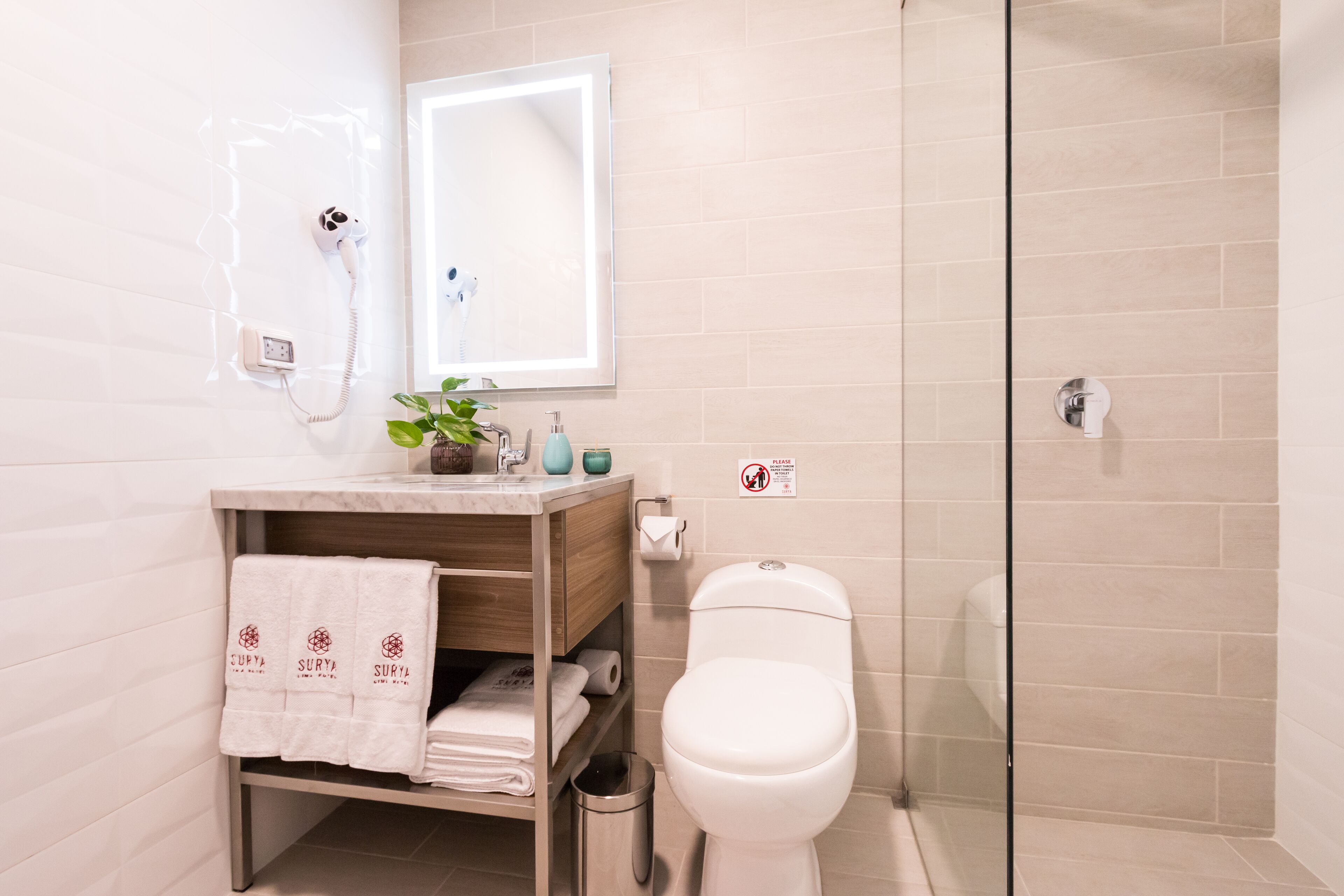 shower, rainfall showerhead, free toiletries, hair dryer