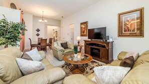 TV, DVD player - Beautiful 5 Bedroom 5 Bath Pool Home in Windsor Hills Resort (Kissimmee)