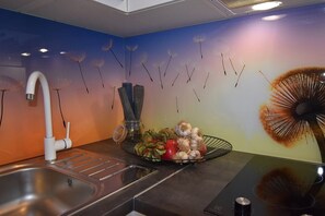 Apartment (A2) | Private kitchen | Fridge, microwave, stovetop, espresso maker - Apartments Ruzica (Rab)