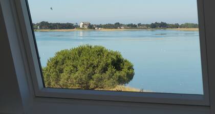 Appt with view of Portbail harbour in character house
