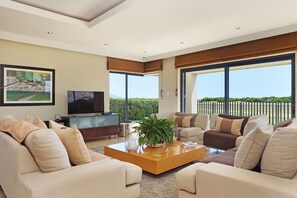 Deluxe Villa, 3 Bedrooms | Living room | 32-inch flat-screen TV with cable channels, TV, fireplace - Vacation Villa 2WW (Cape Town)