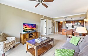 Flat-screen TV, DVD player, stereo