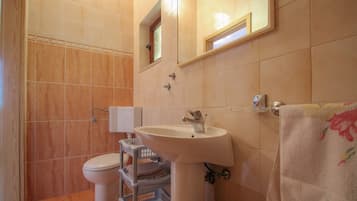 Appartamento, terrazzo | Bagno | Doccia, asciugamani, carta igienica