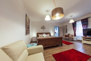 TV, DVD player, video library