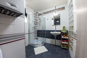 シャワー、ヘアドライヤー、タオル、石鹸