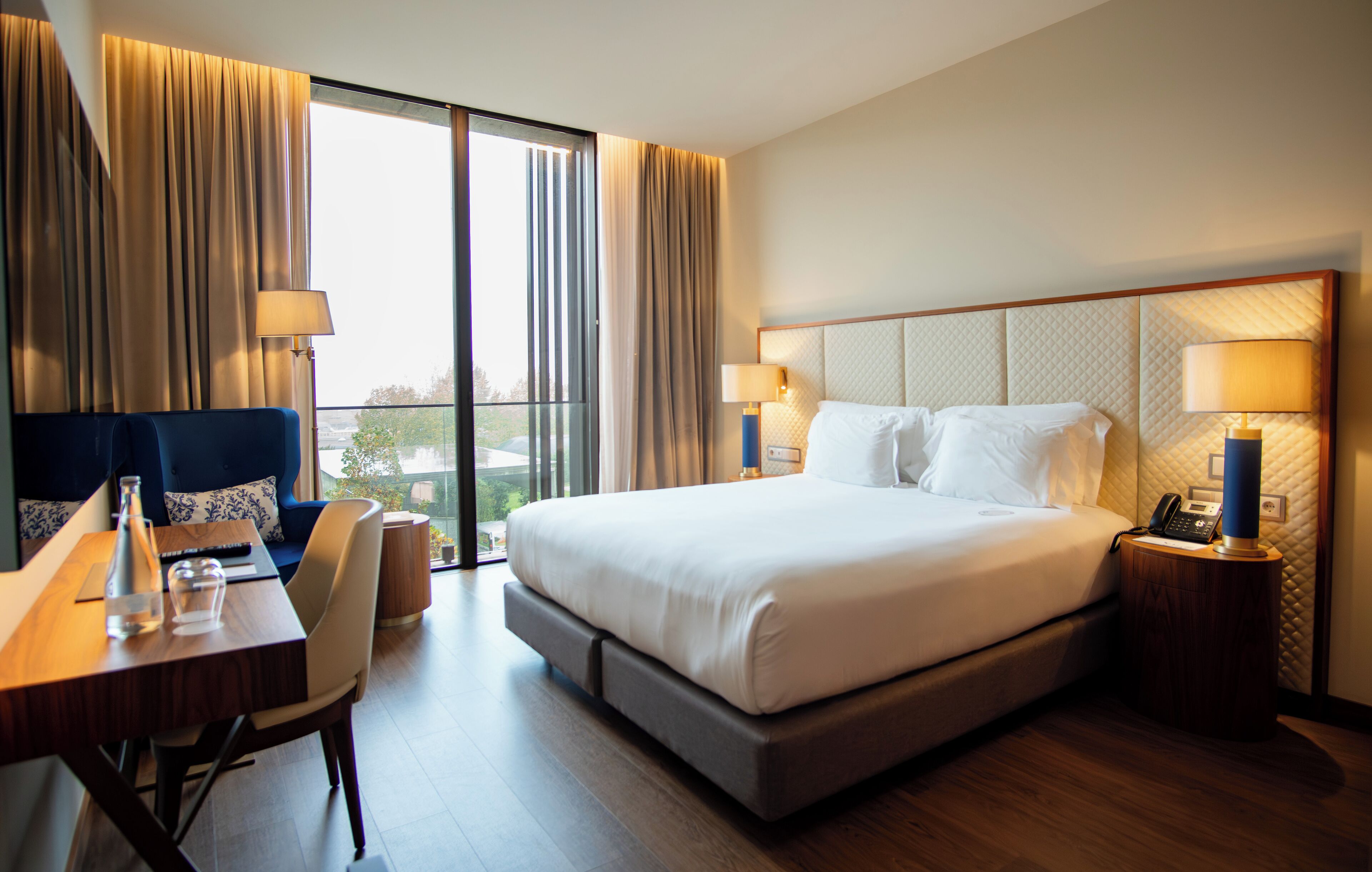 In-room safe, desk, laptop workspace, blackout curtains