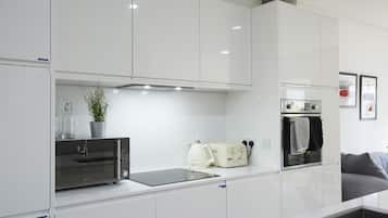 Stylish Modern Home | Private kitchen | Fridge, microwave, oven, stovetop