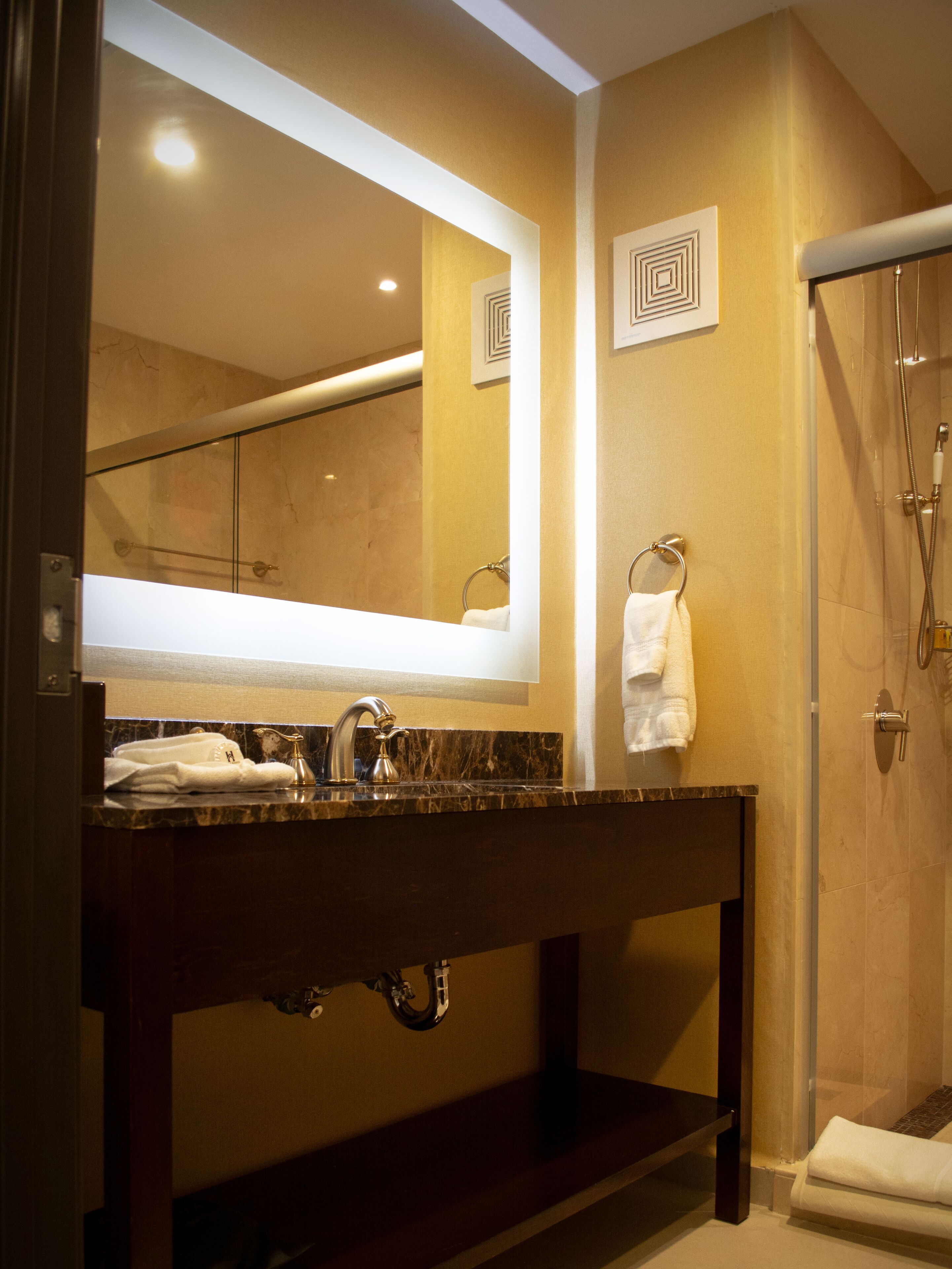 free toiletries, hair dryer, bathrobes, towels