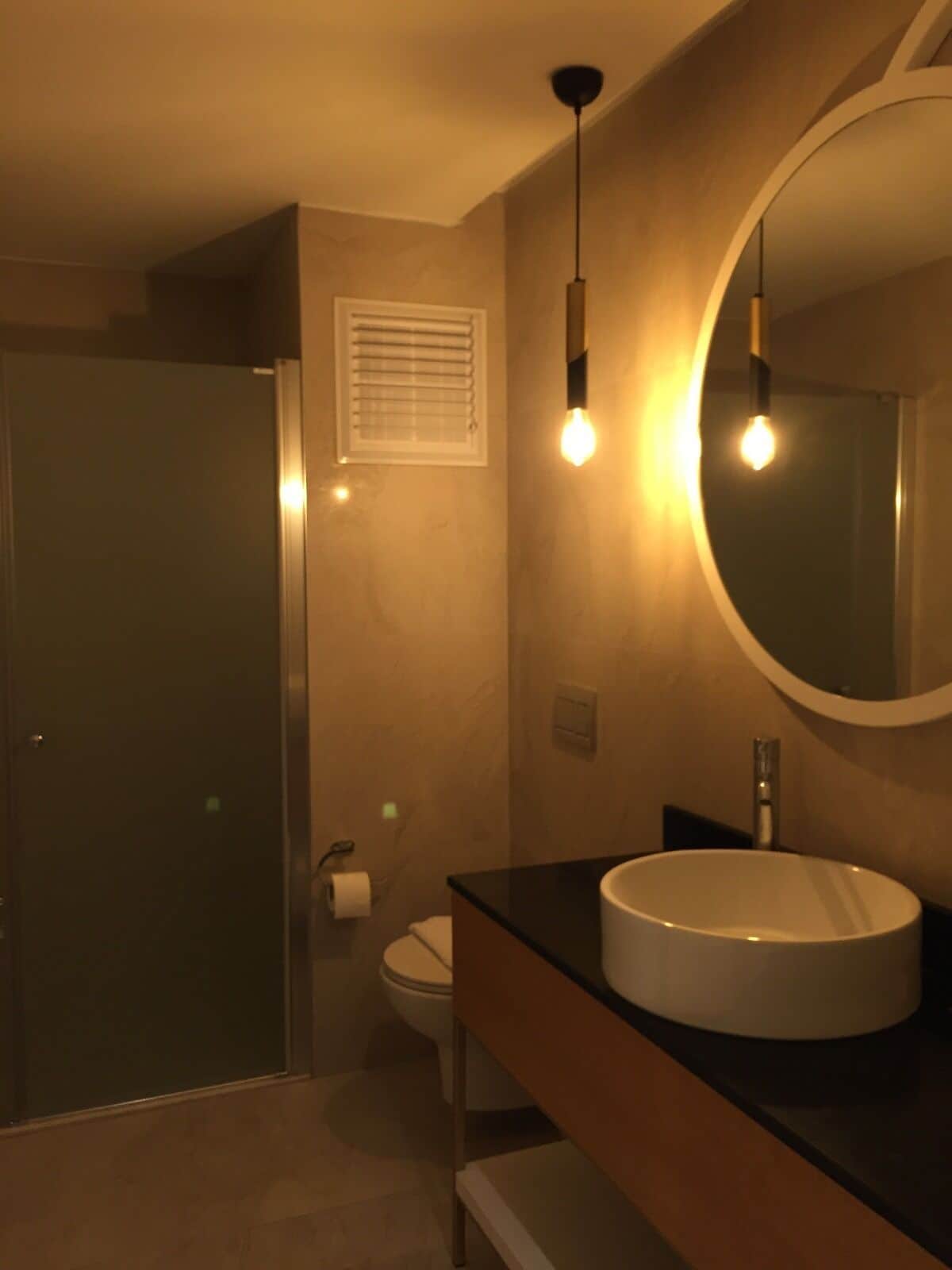 shower, hair dryer, bathrobes, slippers