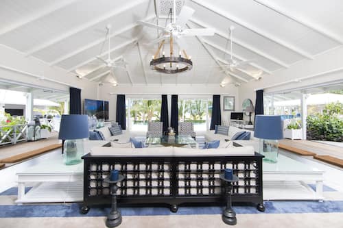 Luxury Villa | Living area | 65-inch flat-screen TV with satellite channels, TV