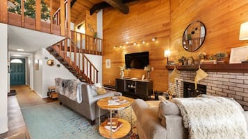 Smart TV, fireplace, video games, books