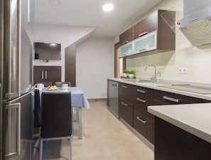 Fridge, microwave, dishwasher, high chair