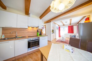 Fridge, microwave, oven, dishwasher