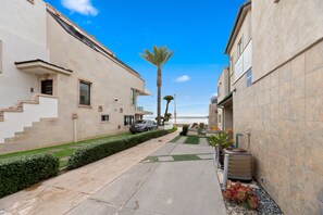 Actual view from the front of the apartment just steps to the sand  - NEW BOHO PAD MISSION BEACH SURFBOARD AC (San Diego)
