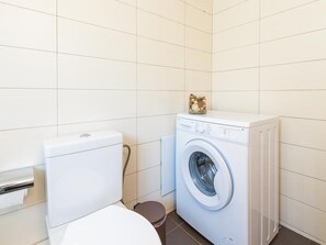 Combined shower/bathtub, hair dryer, towels