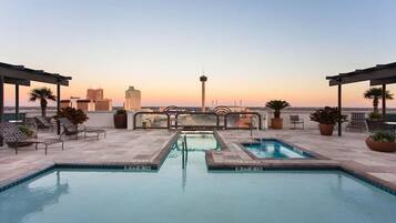 A rooftop pool